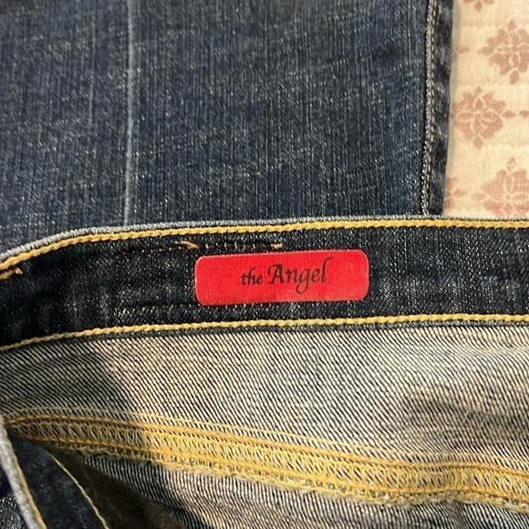 AG Adriano Goldschmied Angel Bootcut Stretch Distressed Jeans Dark Blue Size 27 - Picture 9 of 14